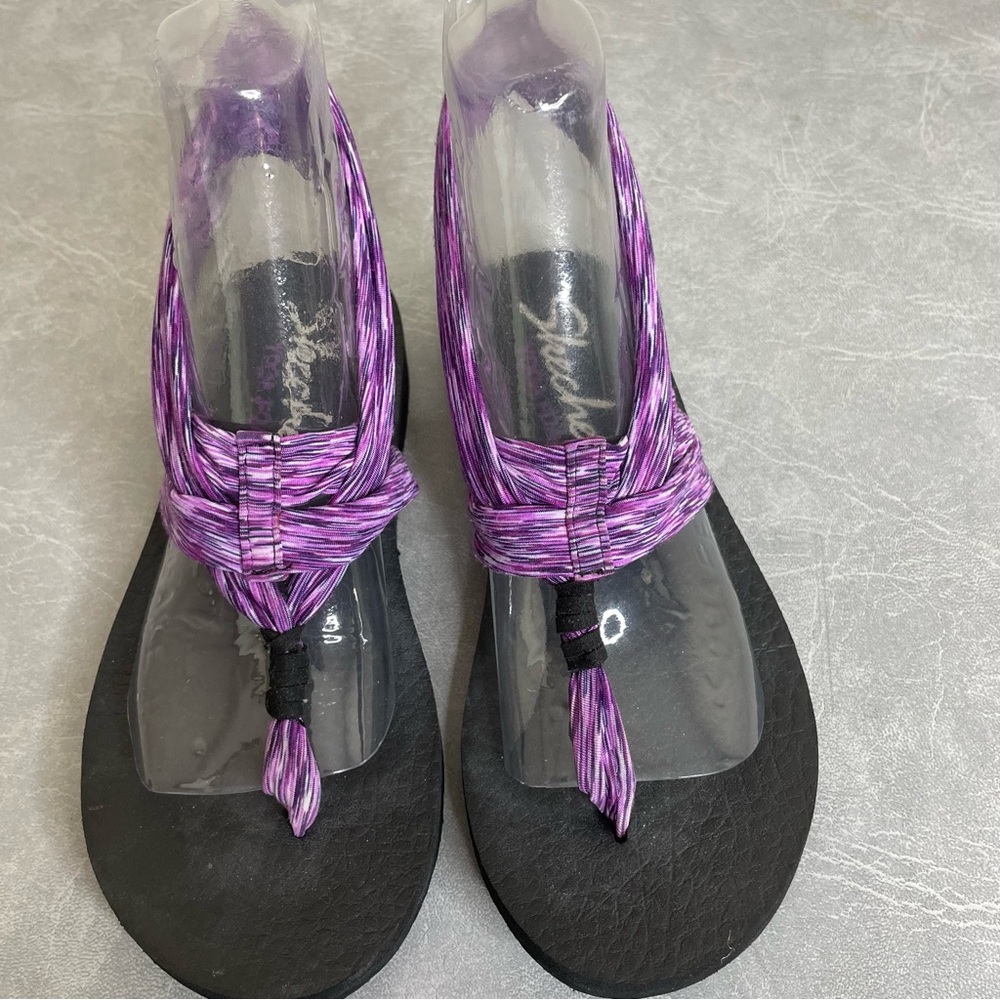 Skechers Women's Purple and Black Yoga Foam Meditation Sandals - Picture 2 of 10